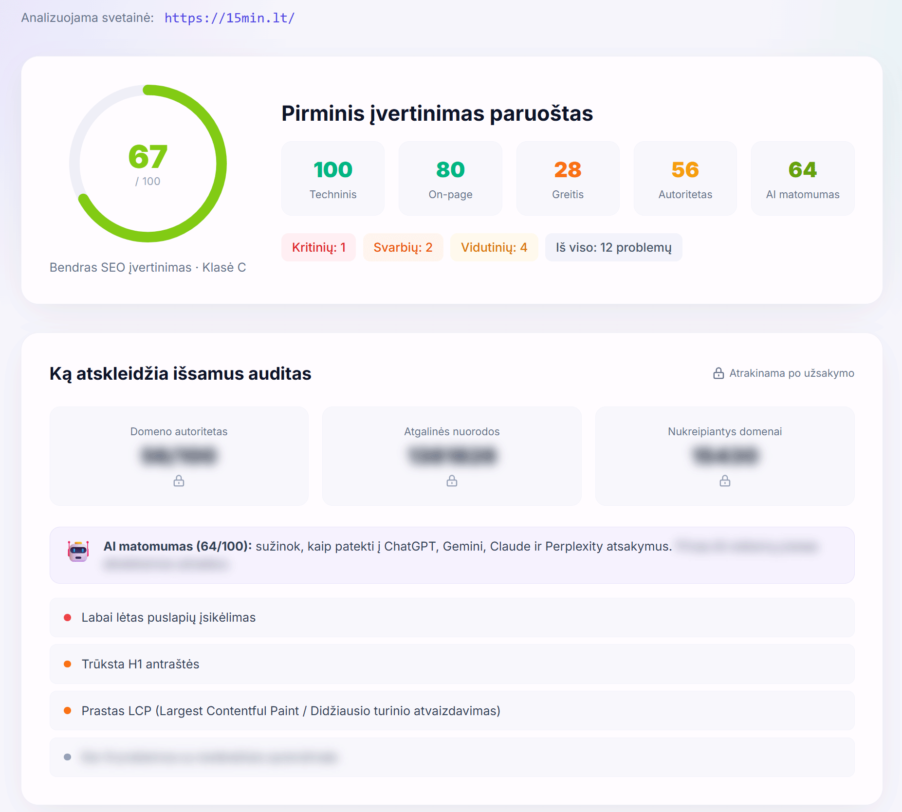 Gaukite nemokamą įvertinimą