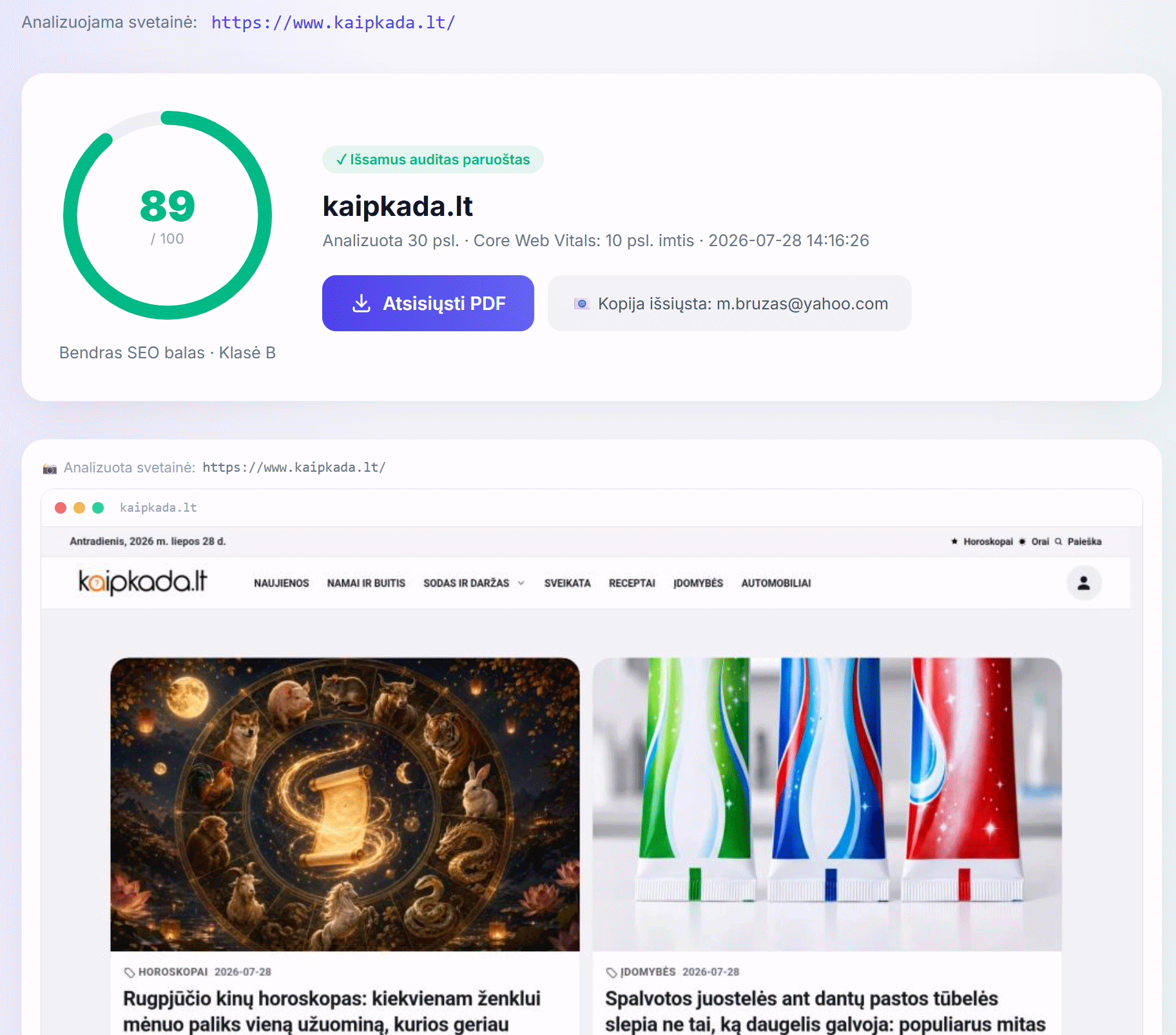 Gaukite pilną auditą